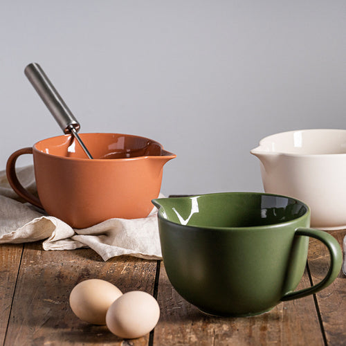 Ceramic Mixing Bowl Egg Beating Handle Baking At Home Pointed Drainage - HAUSSLYON
