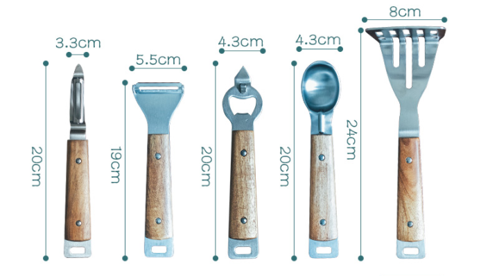 Éplucheur en acier inoxydable avec manche en bois, outil de cuisine durable de la marque VidaXL.