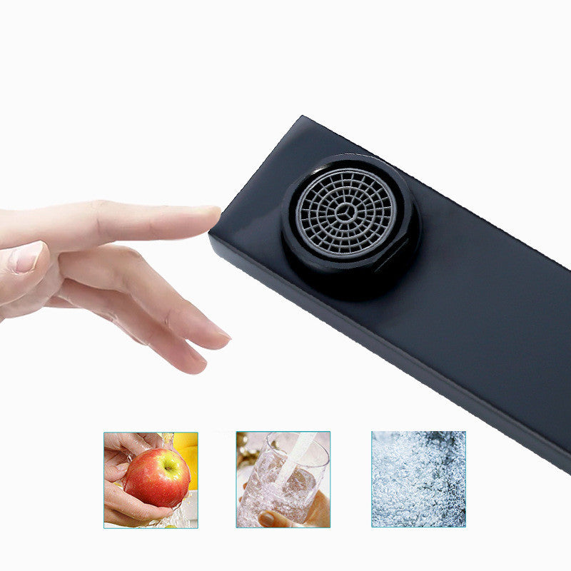 Black paint seven-character square kitchen faucet - HAUSSLYON