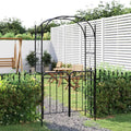 Garden Arch with Gate Black 108x45x235 cm Steel - HAUSSLYON