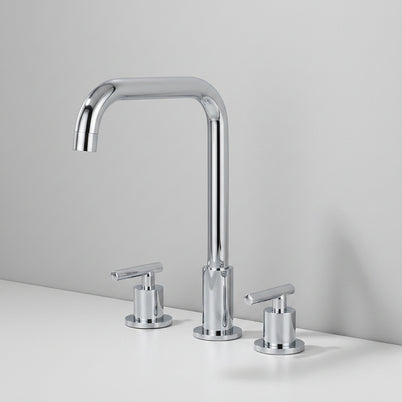 Robinet de salle de bain Haussslyon Buea, design moderne en laiton avec pommeau de douche intégré, installation murale.