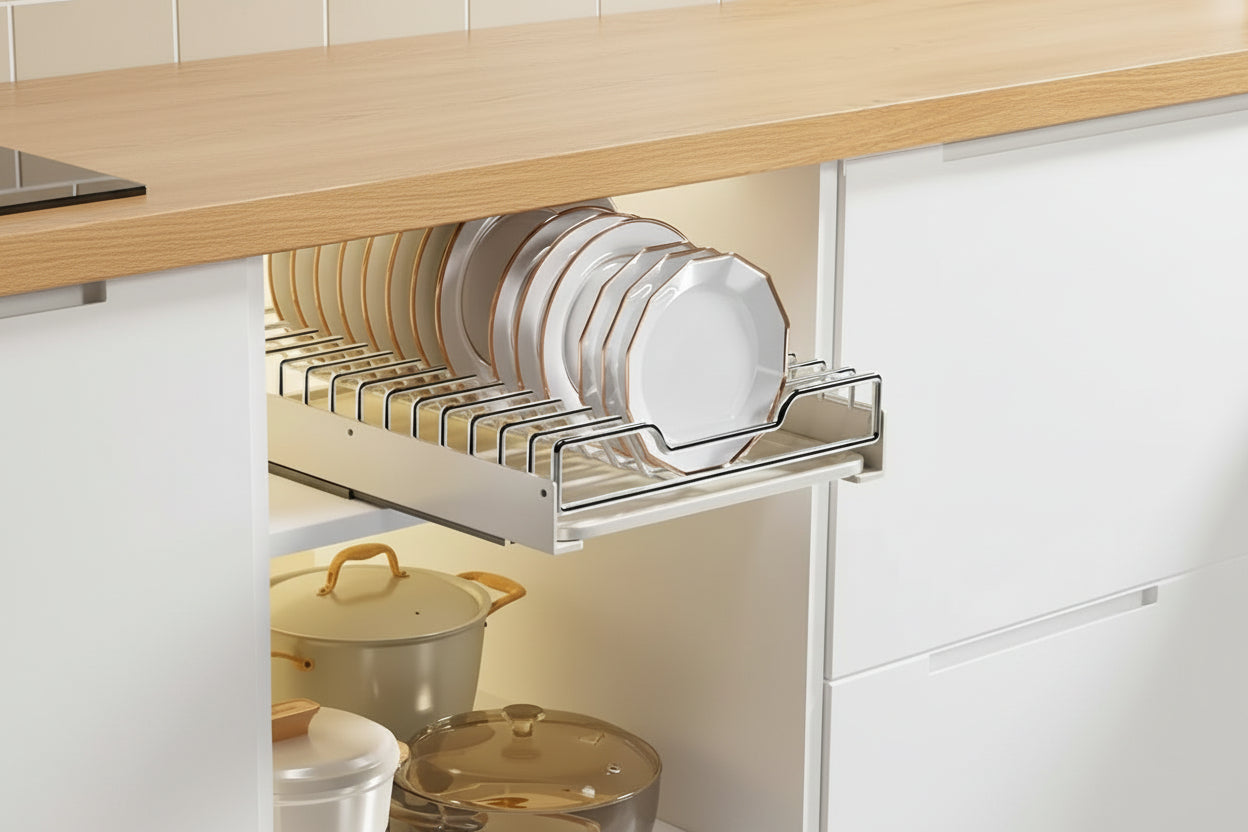 Rangement pour vaisselle coulissant Windsor de VidaXL, meuble en bois avec tiroirs pour cuisine moderne.