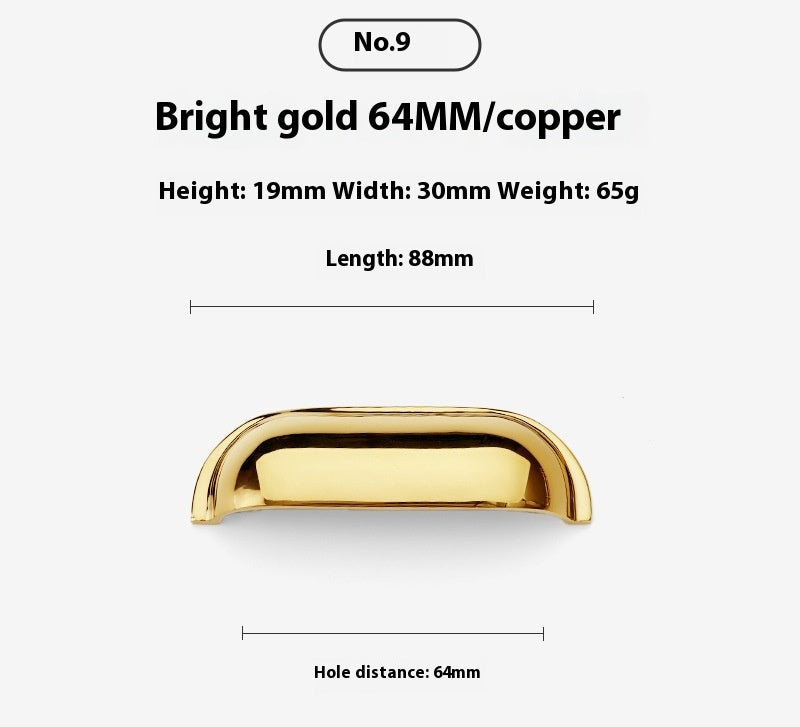 Bright Gold Wardrobe Drawer Cabinet Copper Handle - HAUSSLYON