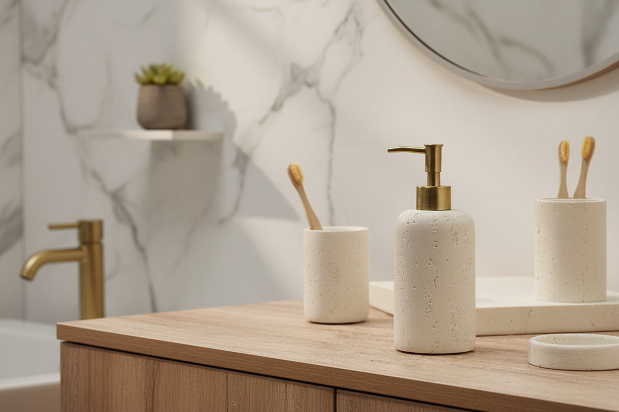 Accessoires de salle de bain VidaXL, valence en métal blanc avec porte-rouleaux et porte-savon pour décoration pratique