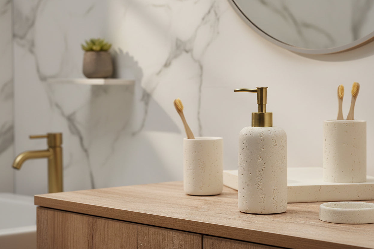 Accessoires de salle de bain VidaXL, valence en métal blanc avec porte-rouleaux et porte-savon pour décoration pratique
