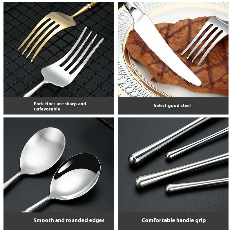 Couverts VidaXL Cheverny en acier inoxydable, ensemble de fourchettes, couteaux et cuillères élégants pour repas formels.
