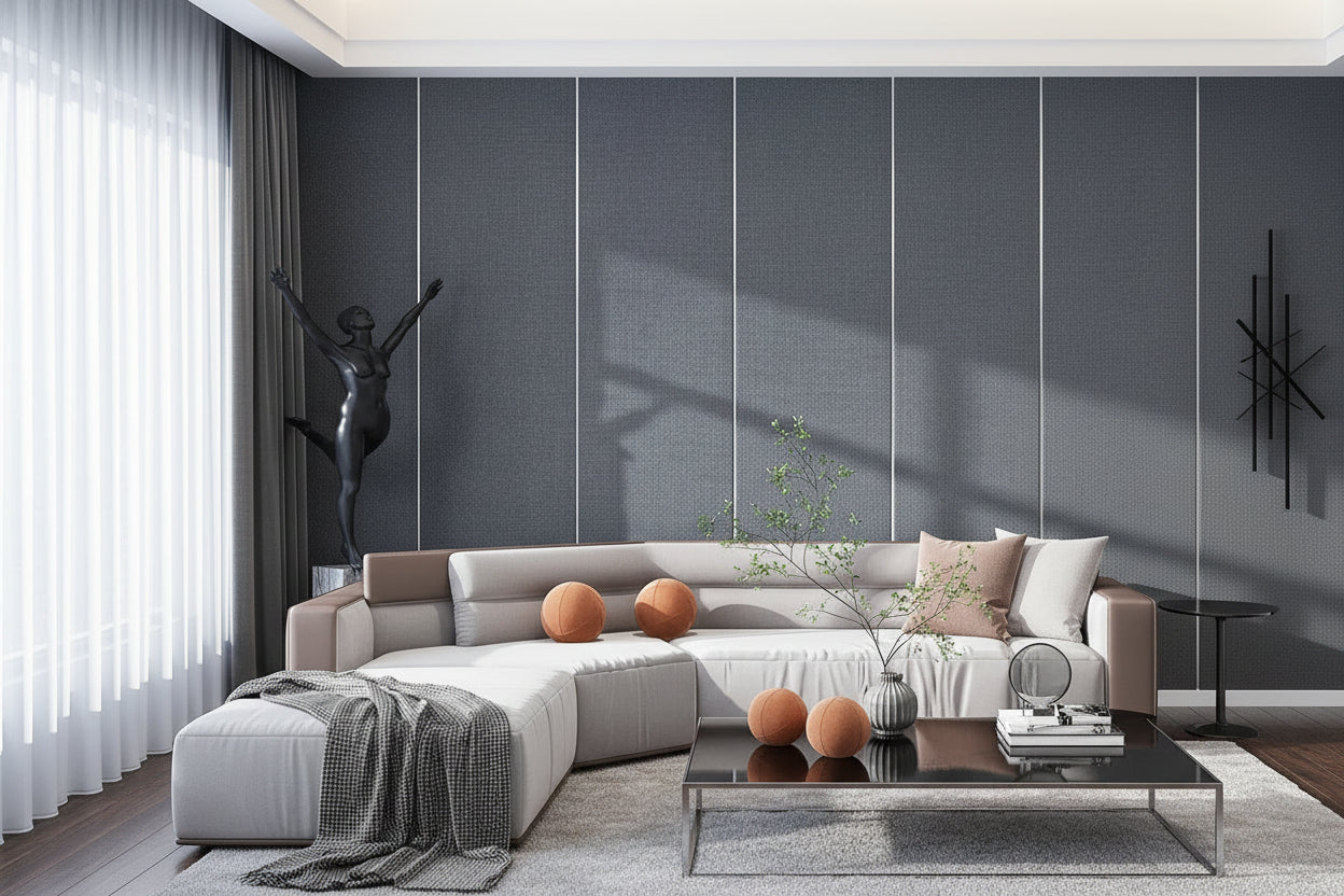 Self-adhesive Wall Covering Thickened Linen Texture Bedroom Headboard Wallpaper - HAUSSLYON