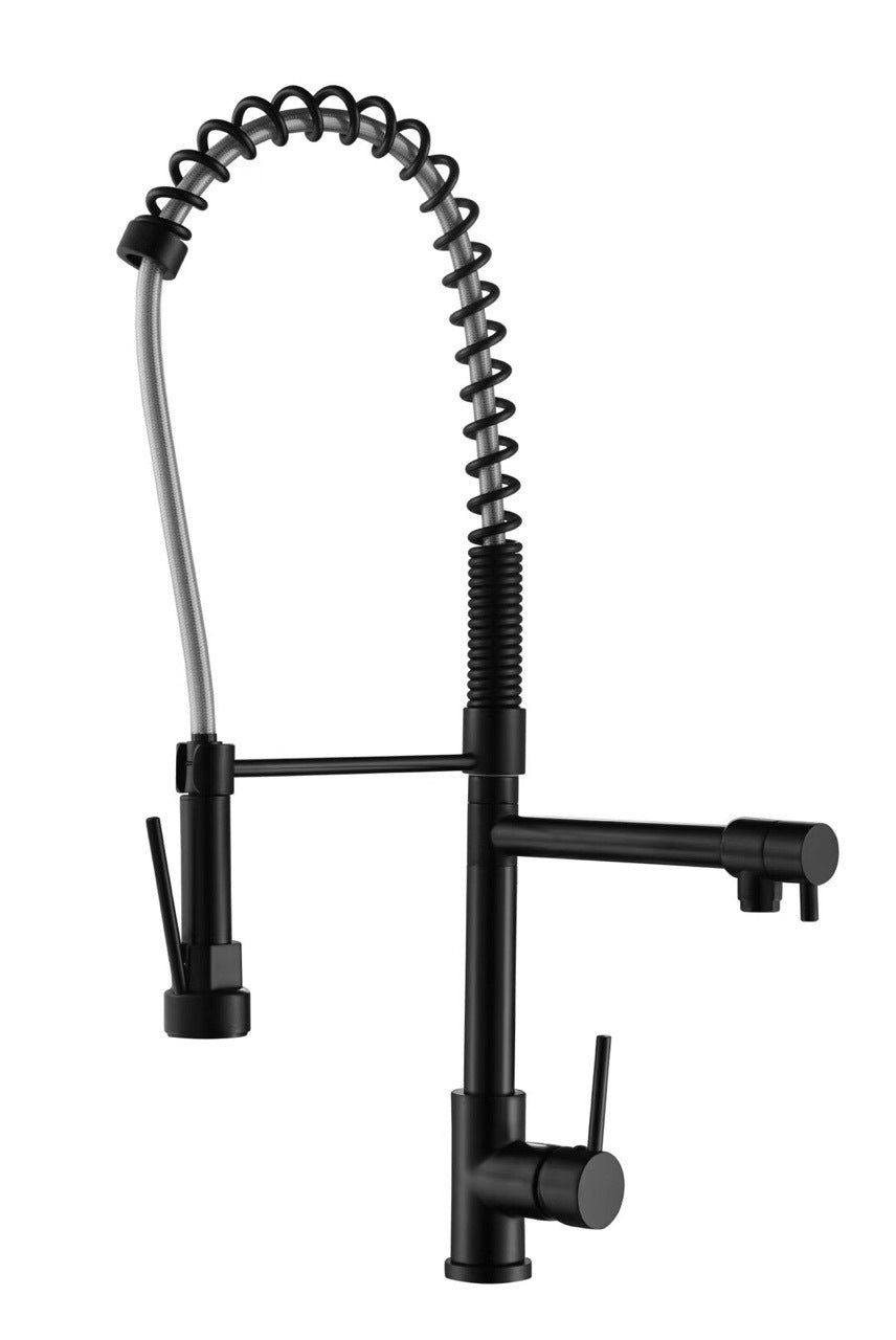 Robinet extractible VidaXL en acier inoxydable avec poignée moderne pour évier de cuisine.