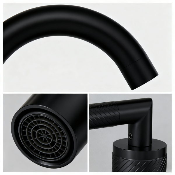 Bathroom Faucet 2 Handle Matte Black Bathroom Sink Faucet Widespread 3 Hole 360° Swivel Spout Modern Sink Basin Faucets 8 Inch[Unable Ship Weekends, TK/TEMU Only For Pickup] - HAUSSLYON
