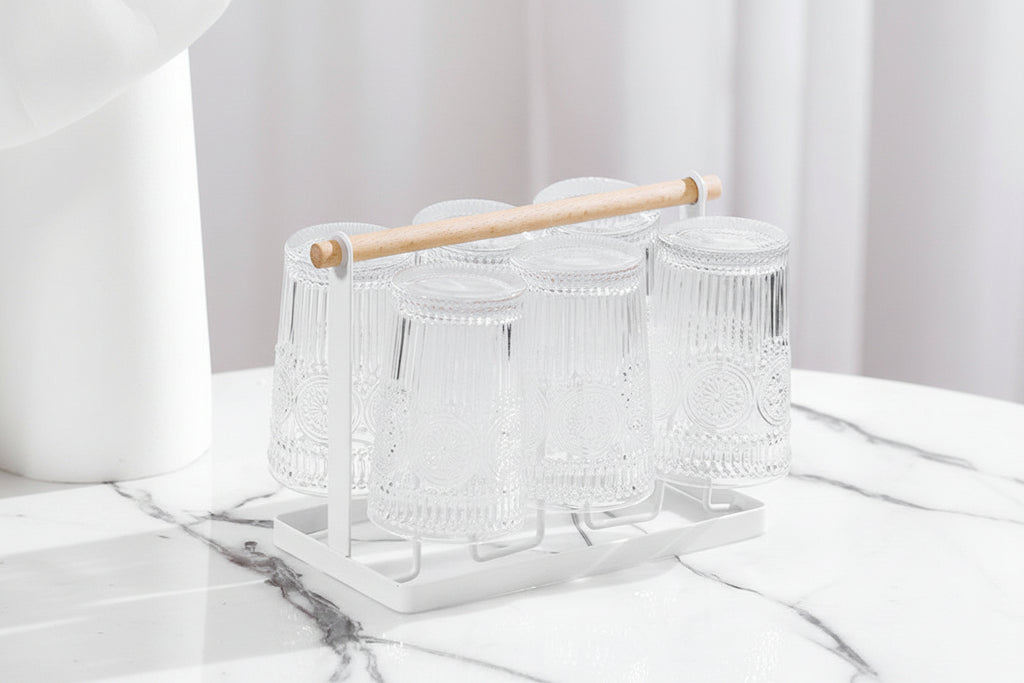 Household Wooden Handle Drain Cup Holder - HAUSSLYON