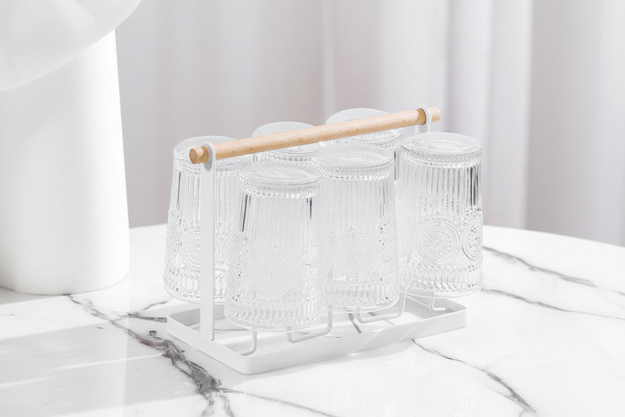 Household Wooden Handle Drain Cup Holder - HAUSSLYON