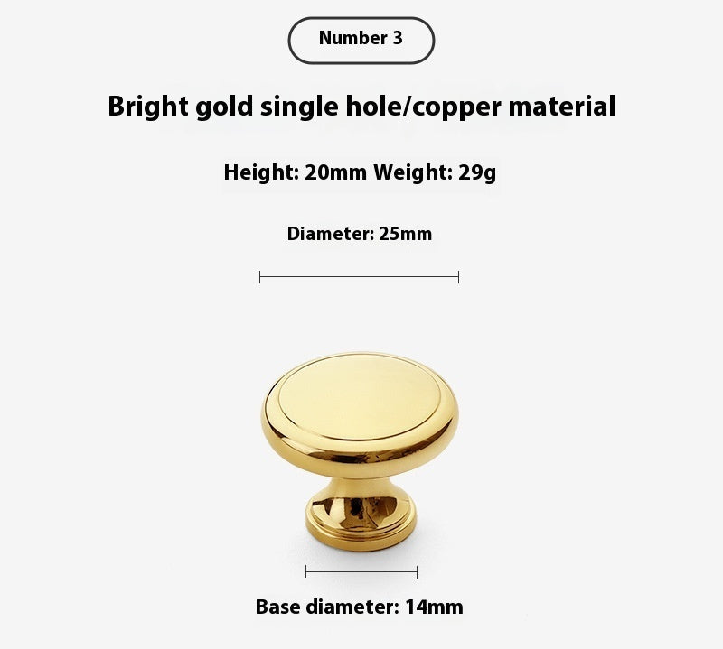 Bright Gold Wardrobe Drawer Cabinet Copper Handle - HAUSSLYON