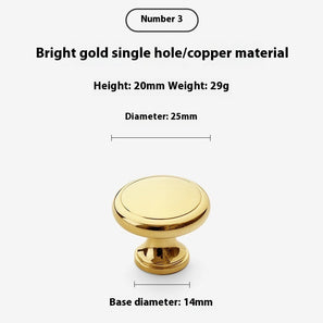 Bright Gold Wardrobe Drawer Cabinet Copper Handle - HAUSSLYON