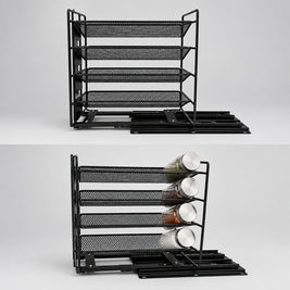 Étagère de rangement coulissante en métal pour épices, modèle Lavaltrie, par HAUSSLYON, avec plusieurs compartiments pour épices.