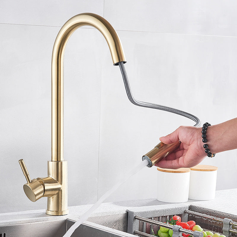 Full copper pull-out rotatable kitchen faucet - HAUSSLYON