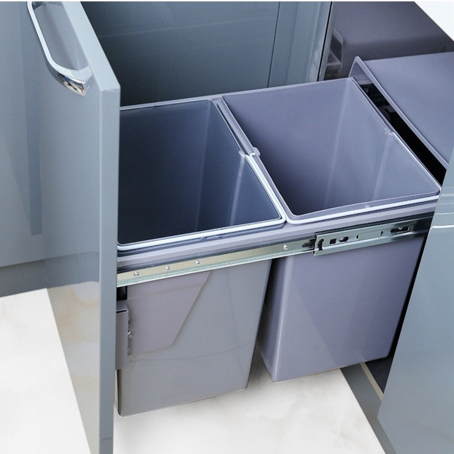 Poubelle coulissante VidaXL Biny II en métal avec couvercle, design moderne pour rangement pratique.