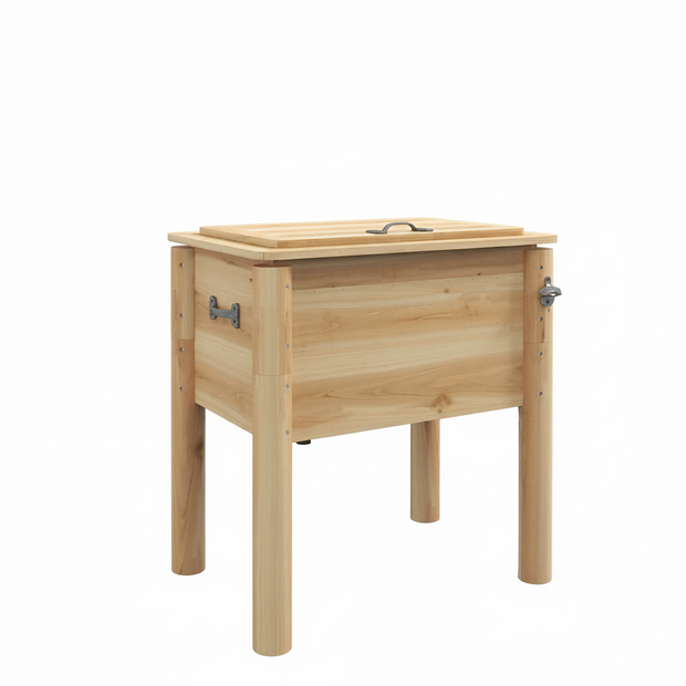 Glacière extérieure en Wenge de marque AOSOM, avec isolation robuste et poignée pour le transport facile.