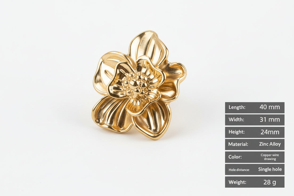 Creative Petal-shaped Single-hole Handle Antique New Chinese Style Small Handle - HAUSSLYON