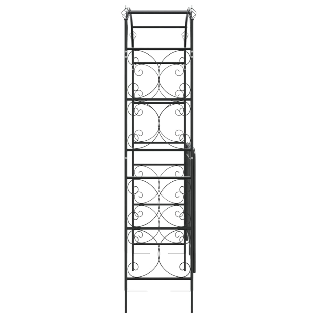 Garden Arch with Gate Black 108x45x235 cm Steel - HAUSSLYON