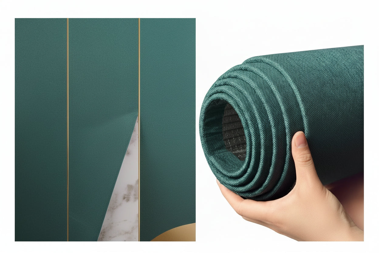 Self-adhesive Wall Covering Thickened Linen Texture Bedroom Headboard Wallpaper - HAUSSLYON