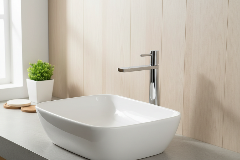 Robinet de salle de bain Haussslyon Kassel, accessoire de salle de bain moderne avec finition élégante visible dans l'image.