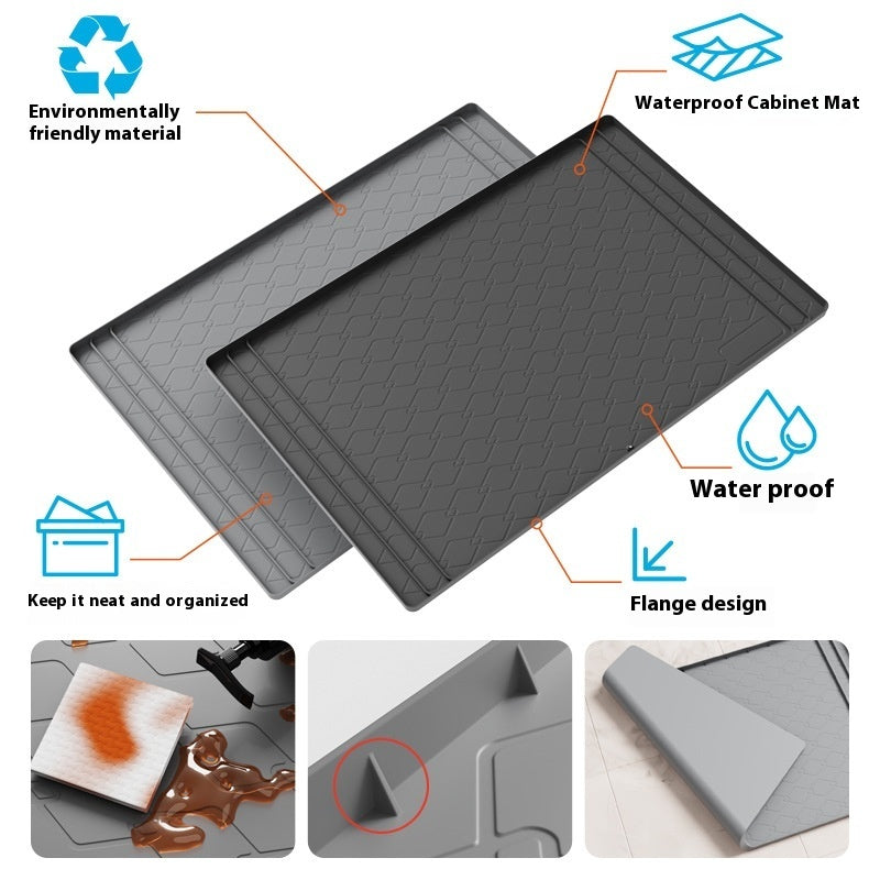 Sink Mat Cabinet Pad Silicone Stain-resistant Waterproof Cabinet Protective Pad Bathroom Cabinet Tray - HAUSSLYON