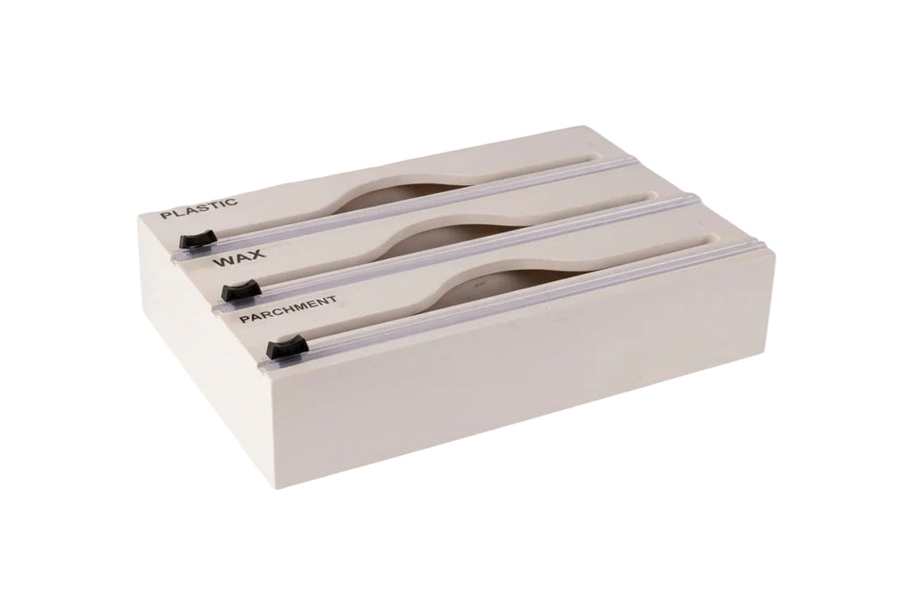 3 In 1 Bamboo Wrap Organizer With Cutter And Labels, Plastic Wrap Aluminum Foil And Wax Dispenser For Kitchen - HAUSSLYON