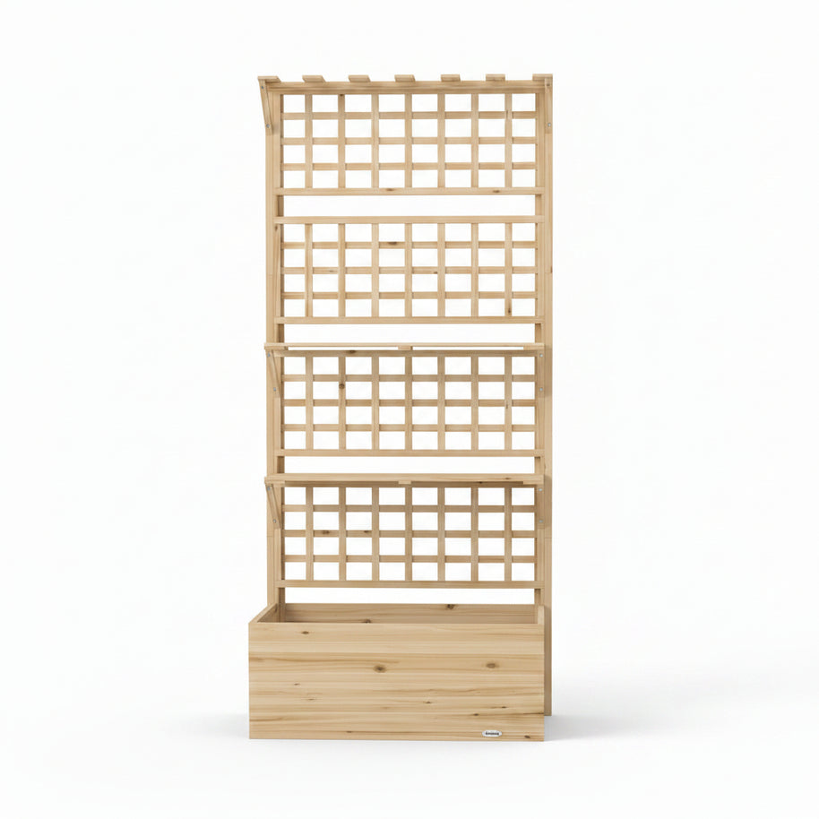 Jardinière surélevée Haussslyon İfrane en bois naturel, idéale pour plantes d’intérieur ou d’extérieur.