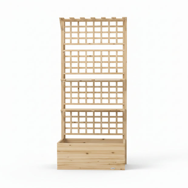 Jardinière surélevée AOSOM Ifrane, en bois ou métal, avec espace pour plantes, vue de face.