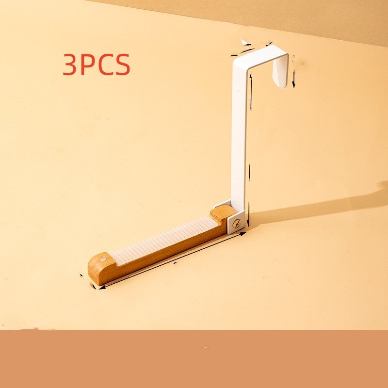 Solid Wood Door Rear Hook Non-marking Storage Rack Wall Hanging Door Back No Punch Hanger - HAUSSLYON
