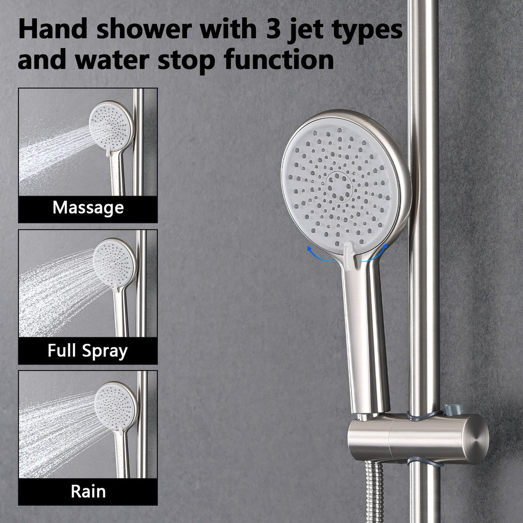 Shower Head With Handheld Shower System With 10  Rain Shower Head - HAUSSLYON