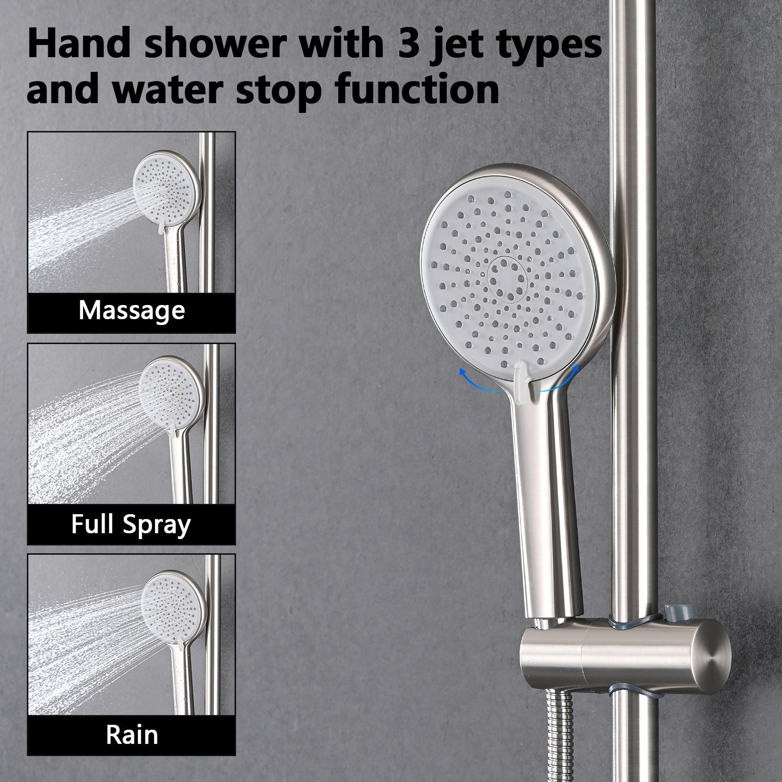 Shower Head With Handheld Shower System With 10  Rain Shower Head - HAUSSLYON