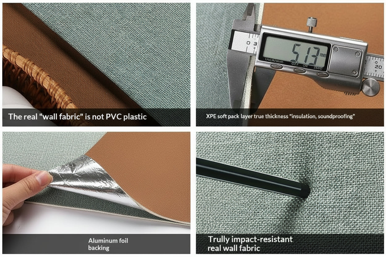 Self-adhesive Wall Covering Thickened Linen Texture Bedroom Headboard Wallpaper - HAUSSLYON