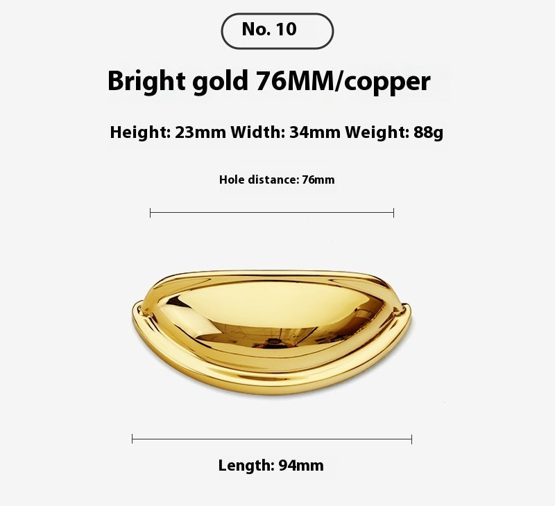 Bright Gold Wardrobe Drawer Cabinet Copper Handle - HAUSSLYON