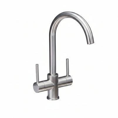 Robinet de cuisine HAUSSLYON Laval en acier inoxydable avec levier unique et finition brillante.