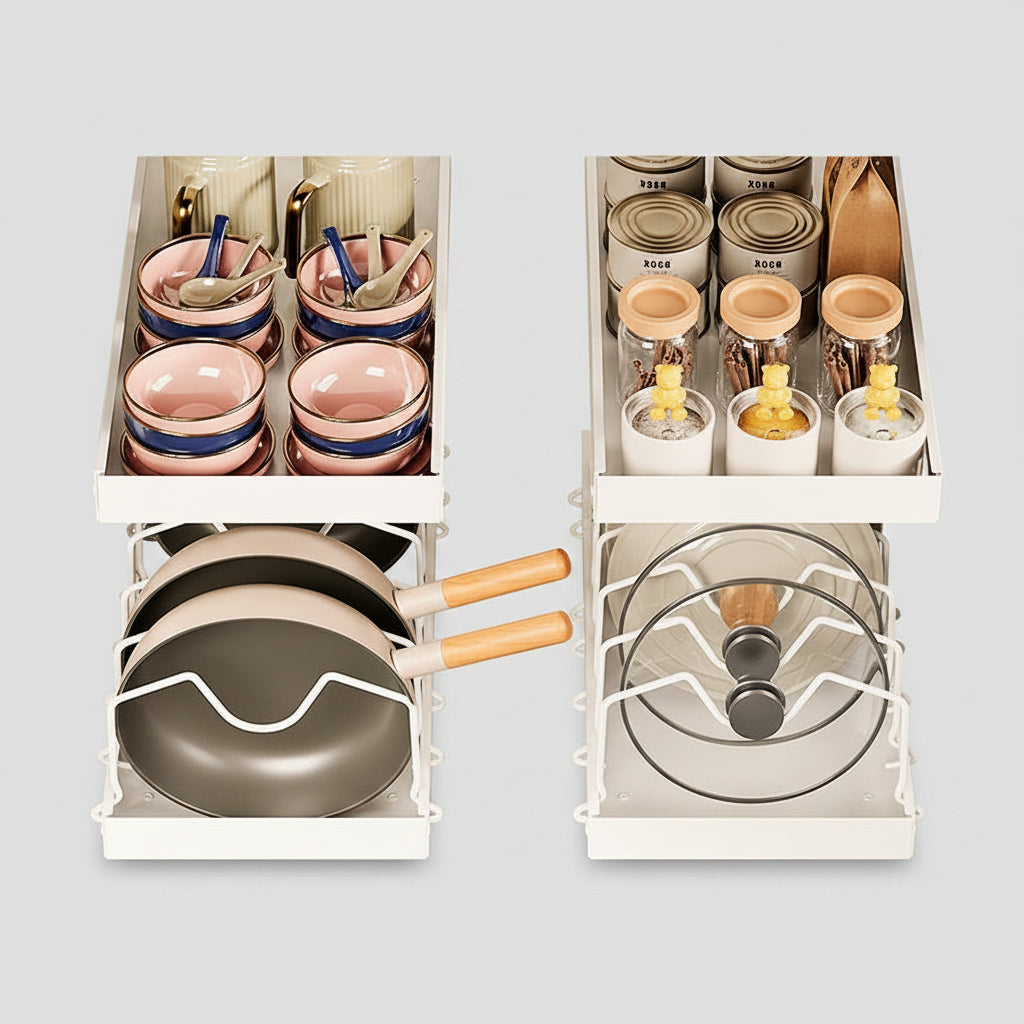 Étagère de rangement pour ustensiles de cuisine réglable VidaXL, avec plusieurs niveaux en métal pour organiser la cuisine.