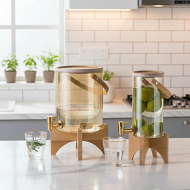 Distributeur de boisson en bois wenge de la marque Premium Goods, avec un design élégant et pratique.