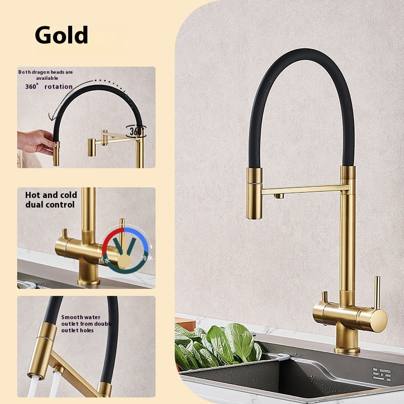 Kitchen Copper Pure Water Three-in-one Faucet - HAUSSLYON
