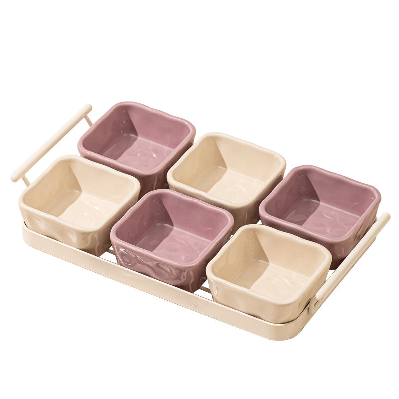 Light Luxury Fruit Plate Household Ceramic Divided Fruit Plate Living Room Dried Fruit Snack Snack Dish Afternoon Tea Snack Candy Plate - HAUSSLYON