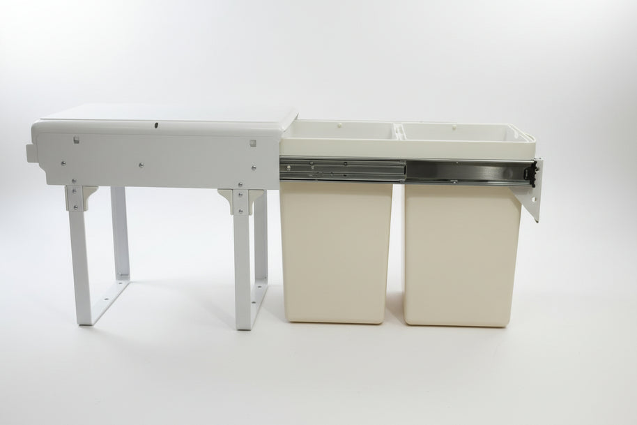 Poubelle coulissante VidaXL Beny en métal avec moteur électrique pour un déploiement pratique et discret.