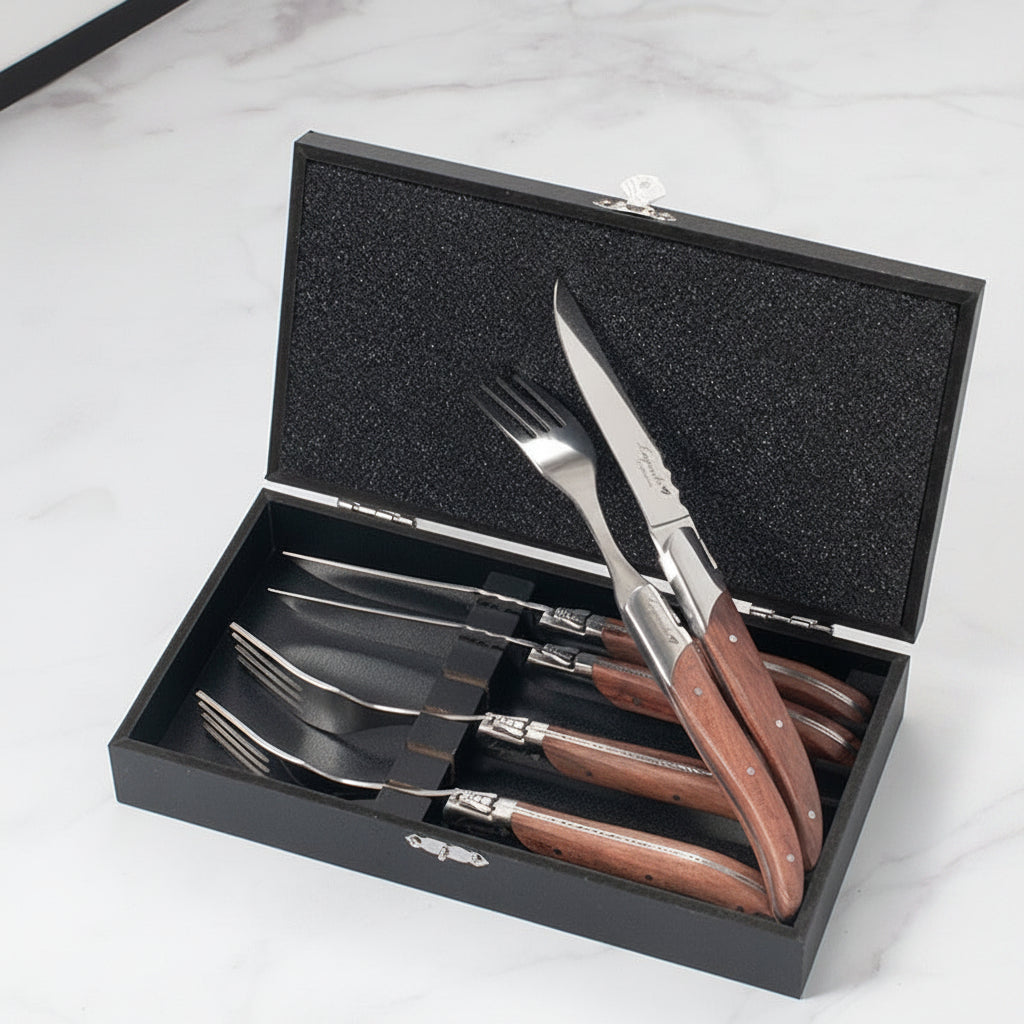 Western Tableware Rosewood Wooden Handle Knife And Fork - HAUSSLYON