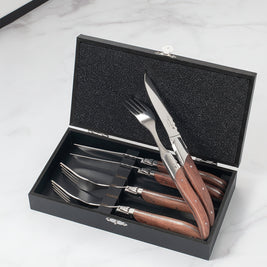Western Tableware Rosewood Wooden Handle Knife And Fork - HAUSSLYON
