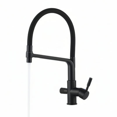 Robinet de cuisine VidaXL Toscanie en acier inoxydable avec poignée moderne et bec tournant, installation sur évier.