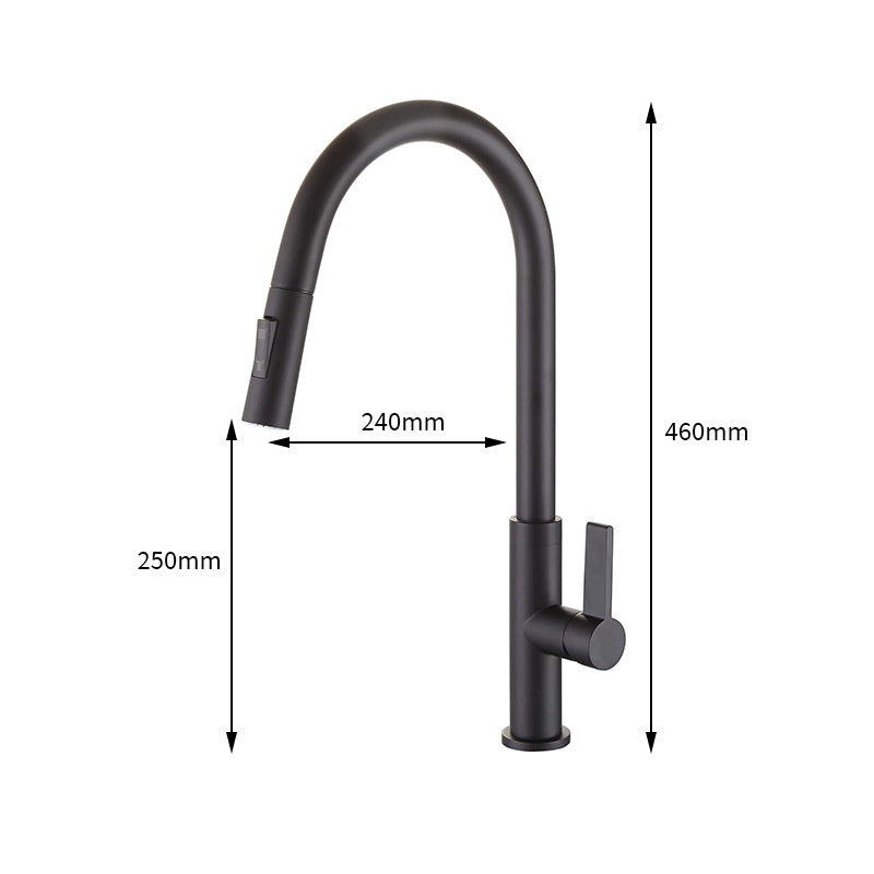 All-copper Hot-and-cold Pull-down Kitchen Faucet For The Sink - HAUSSLYON
