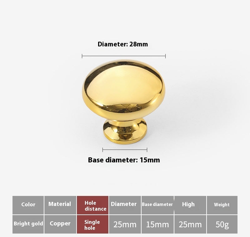 Bright Gold Wardrobe Drawer Cabinet Copper Handle - HAUSSLYON