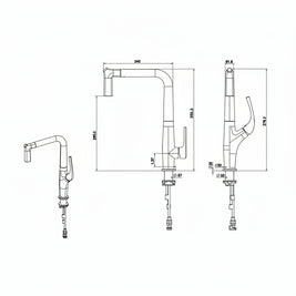 Robinet de cuisine Long Fleury de la marque Renfan, montrant le design élégant et la finition en acier inoxydable.