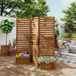 Treillis en bois AOSOM avec quatre jardinières pour plantes et fleurs, structure solide et design élégant pour jardin.