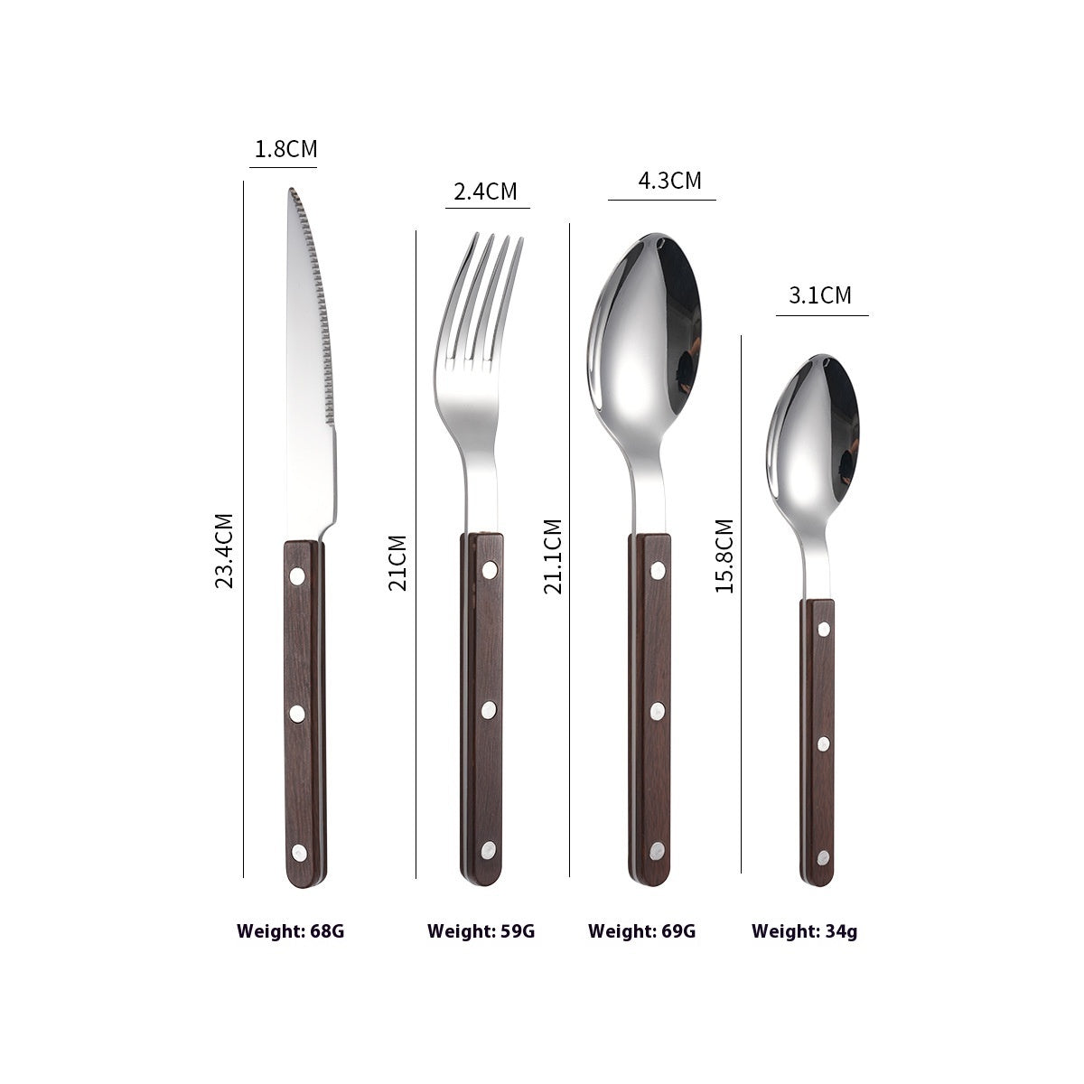Couverts en acier inoxydable Hauslyon, set de 4 pièces, design élégant pour repas quotidiens et occasions spéciales.