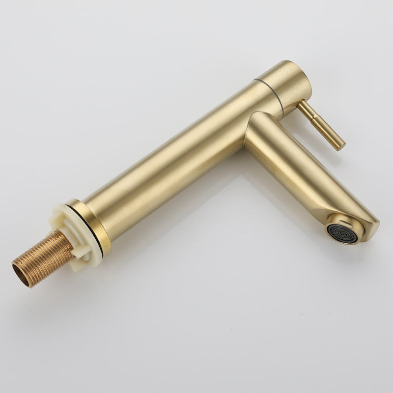 Stainless Steel Brushed Gold Ingle Handle Faucet With Cold Basin - HAUSSLYON