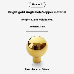 Bright Gold Wardrobe Drawer Cabinet Copper Handle - HAUSSLYON